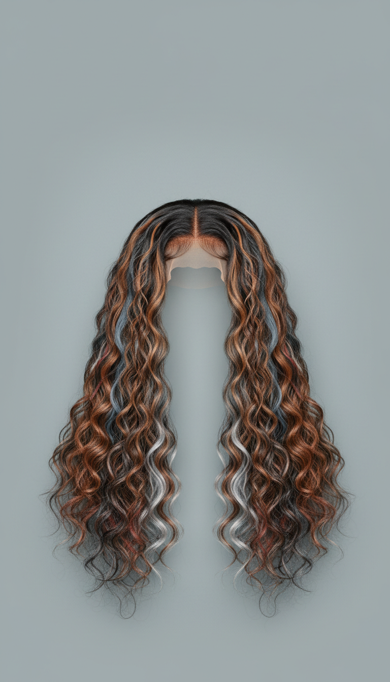 Deep wave lace-front wig, natural part