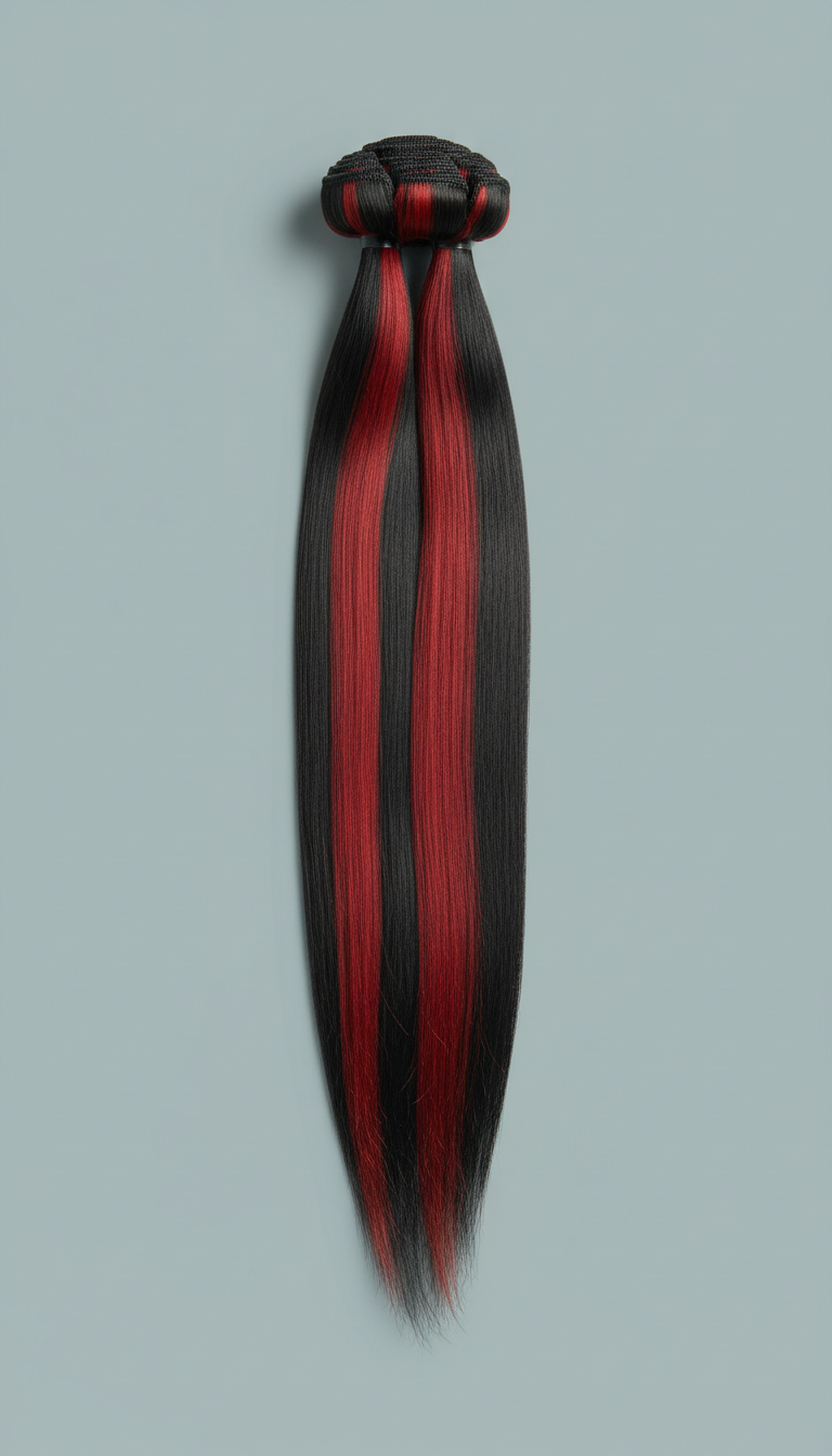 Straight bundle set, urban red highlights
